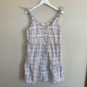 Target Pride Rainbow Stripe Block Linen Dress Sundress Medium Pockets Buttons